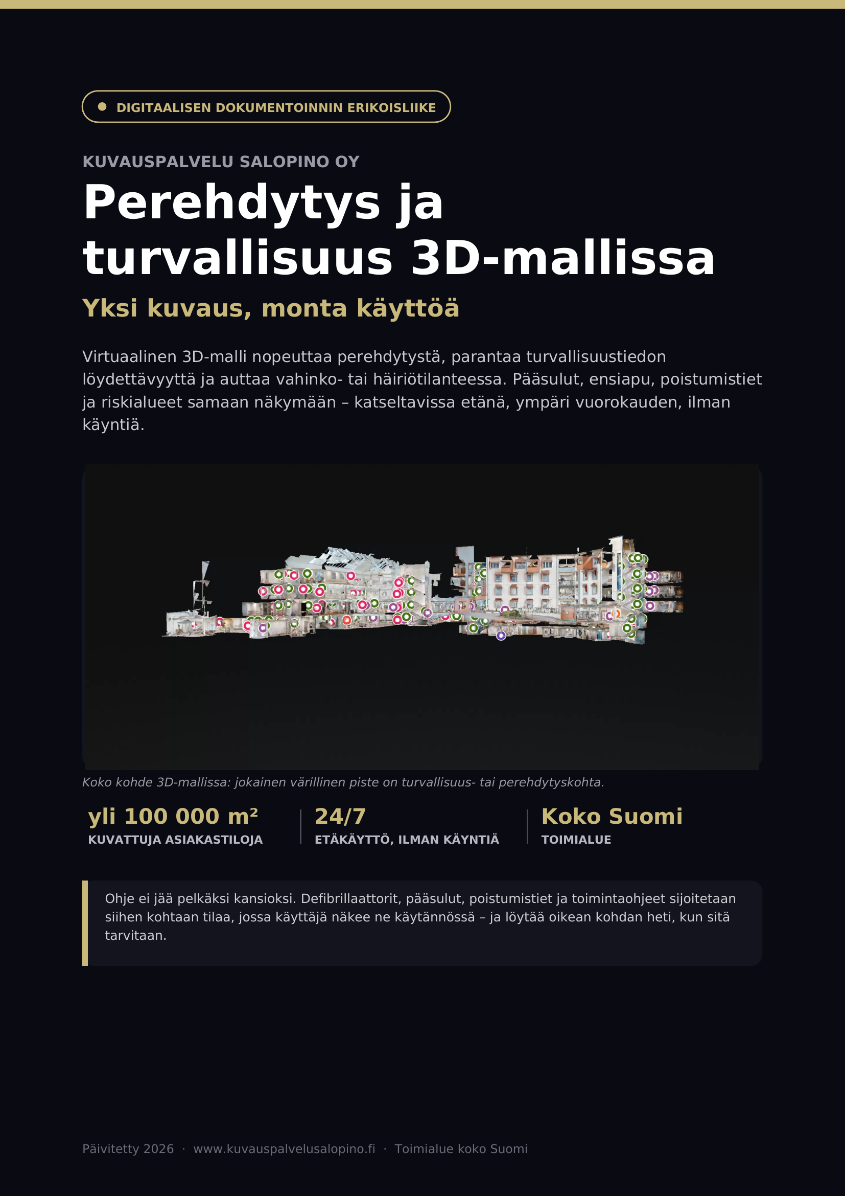 Perehdytys ja turvallisuus 3D-mallissa -opas, kansi
